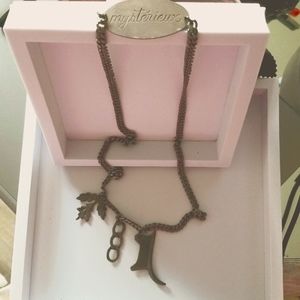 Mysteriux Metal Pendant Link Maple Leaf Link Chain Charm Boot Necklace